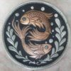 Медный поднос ручной гравировки с изображением рыб