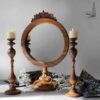 Резная рама для зеркала из ореха с подсвечниками