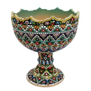 Персидская ножная сахарница из керамики в технике минакар — эмаль