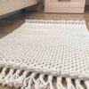 Ковер макраме ручной работы — кремовый прямоугольный