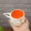Керамическая кружка с листовым орнаментом (Кремовый)