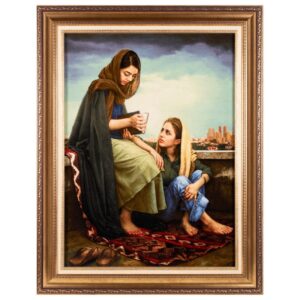Персидский ковёр с ручной сюжетной вышивкой из Тебриза, Фаль-е Хафез (предзнаменования Хафеза)