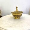 Латунная сахарница с гравировкой — золотистая, с крышкой