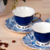 Фарфоровый чайный сервиз с мотивом синего листа
