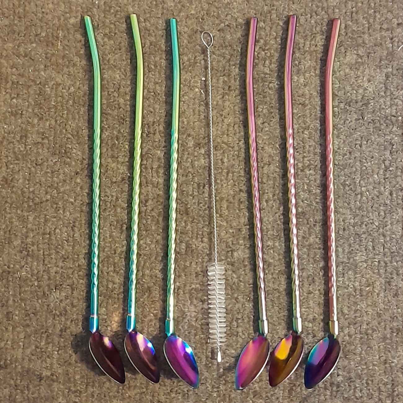 Розовые стальные барные ложки — набор 6 шт.