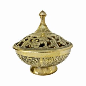 Винтажная латунная сахарница с гравировкой