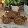 Ручная плетёная корзина с ручкой, тёмно-коричневая