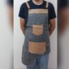 Серый фартук бариста из экокожи (стиль Cross-Back)