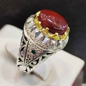 Персидское серебряное кольцо — для мужчин с йеменским агатом