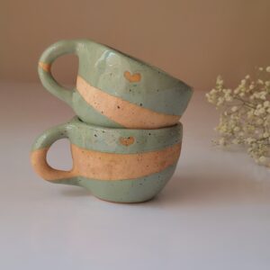 Персидская керамическая чашка с блюдцем, подходит для чая и кофе, зелёная