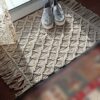 Персидский ковёр макраме ручного плетения «Бохо», молочный