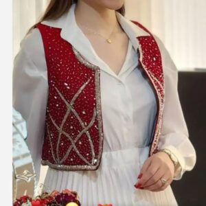 Красный курдский жилет с серебряным декором