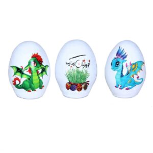 Расписные яйца к Новрузу с каллиграфией (набор 3 шт.)