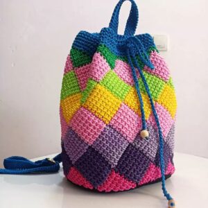Вязаная сумка в тунисской технике