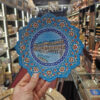 Персидская медная тарелка «Минакар» — роспись вручную в синих тонах