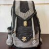 Серый вязаный рюкзак в стиле бохо