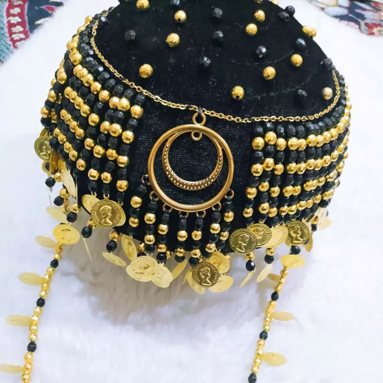 Курдская шапка с монетами (бархат)