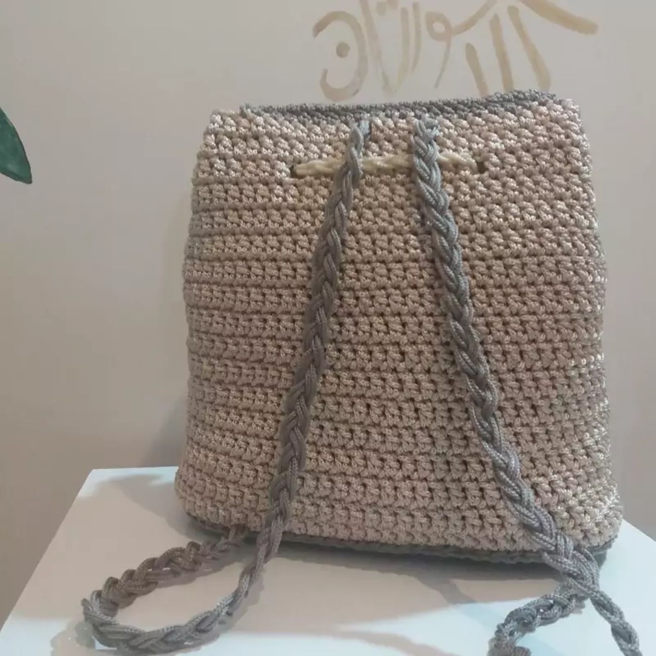 Детский рюкзак «Корова» (вязаный, макраме)