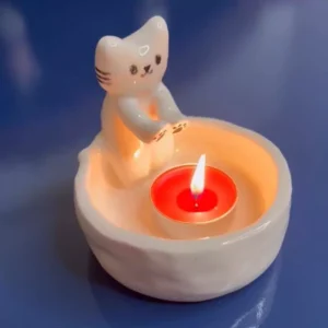 Керамический подсвечник «Кот» для интерьера