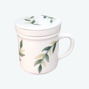 Керамическая кружка с заварником и крышкой, белая, для травяного чая