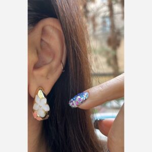 Золотистые флористические серьги Минакари