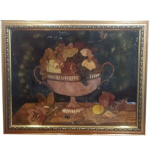 Мозаичная корзина с фруктами (деревянное искусство)