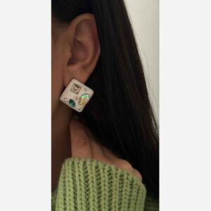 Серьги Минакари с эмалью и камнями — сталь