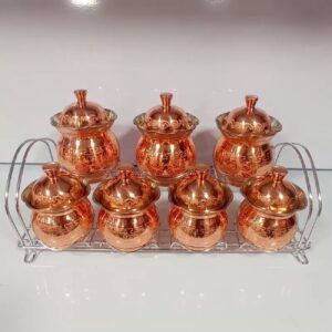 Медные банки с покрытием для специй с крышками, набор из 7 предметов