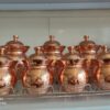 Медные банки с покрытием для специй и продуктов с крышками и металлической подставкой, набор из 7 предметов