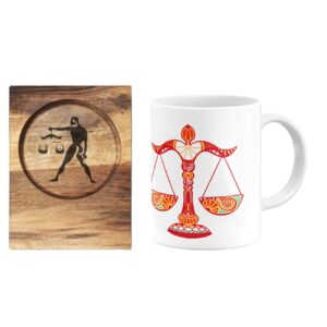 Кружка с зодиаком «Мехр» (Весы) с подставкой