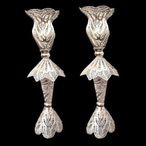 Посеребренные медные подсвечники — набор 2 шт. (Филигрань)