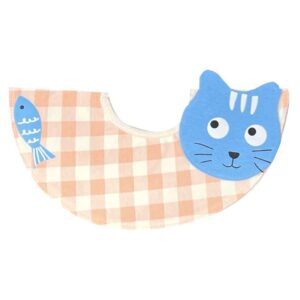 Очаровательный клетчатый слюнявчик с аппликацией котёнка
