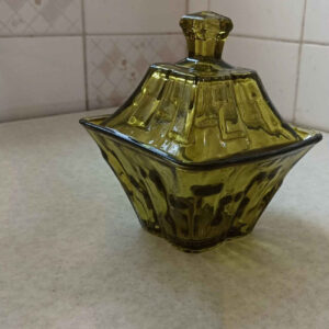 Оливковая стеклянная сахарница (квадратная)
