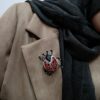 Брошь «Божья коровка» из бусин ручной вышивки