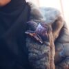 Фиолетовая брошь «Рыба» из бусин — Ар-деко