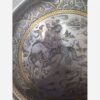 Круглый латунный поднос с гравировкой и оловянным покрытием