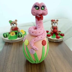 Керамические куклы-змеи (набор из 2), розовые
