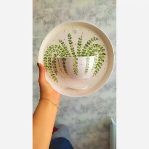 Настенный керамический горшок с узором листьев