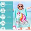 Children’s Blue Unicorn Hooded Poncho Towel – Perfect for Bath Time and Sunbathing (6)