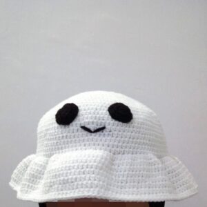 Вязаная панама «Весёлое привидение» (White Bucket Hat)