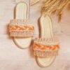 Macrame Indoor Slipper - Perfect for Housewarming with Pearl Dseign in Orange (3)