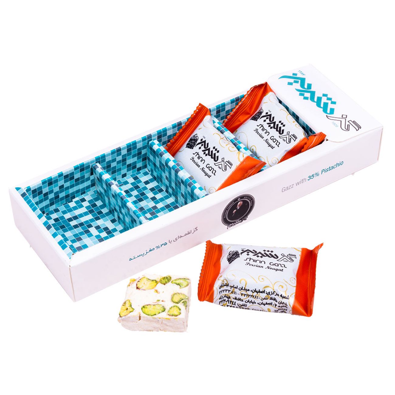 Персидский нугат Shirin Gaz (35% фисташек, 50 г, 10 шт.)