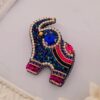 Beautiful and Lovable Colorful Beaded Elephant Brooch (2)