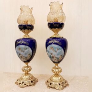 Черный латунный подсвечник с керамическими вставками