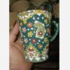 Handmade Minakari Mug – Artisan Pottery Coffee Cup, Suitable for Kitchenware in Green (2)