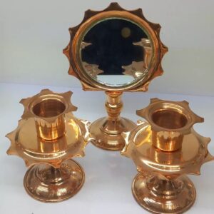 Медное зеркало с двумя подсвечниками (15 см)