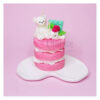 Pink Handmade Fancy Candle in Layered Cake Style with Bear and Chocolate (2)