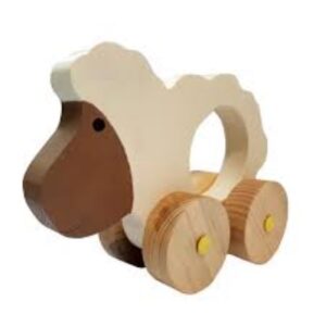 Деревянная игрушка «Овечка» на колёсиках – ручная работа для малышей
