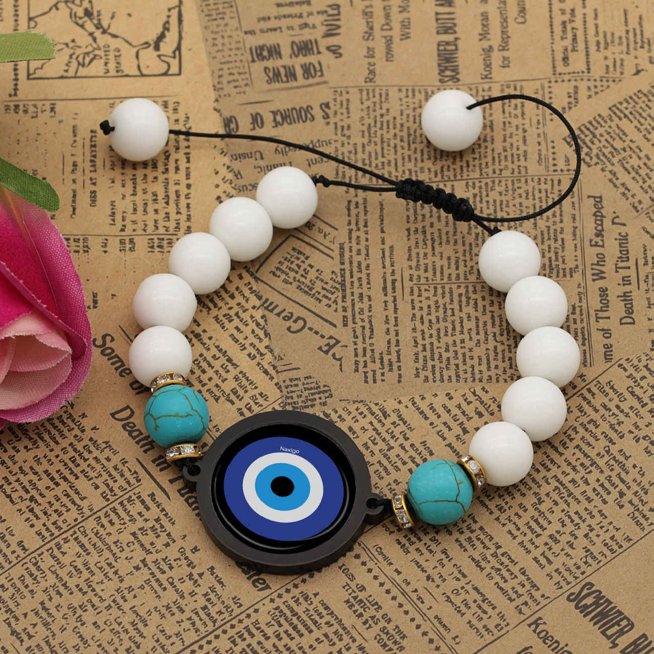 Браслет из бусин с оберегом «Evil Eye»