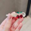 Women's Hair Clip – Formal Rhinestone Cherry Design, Set of 2 (4)